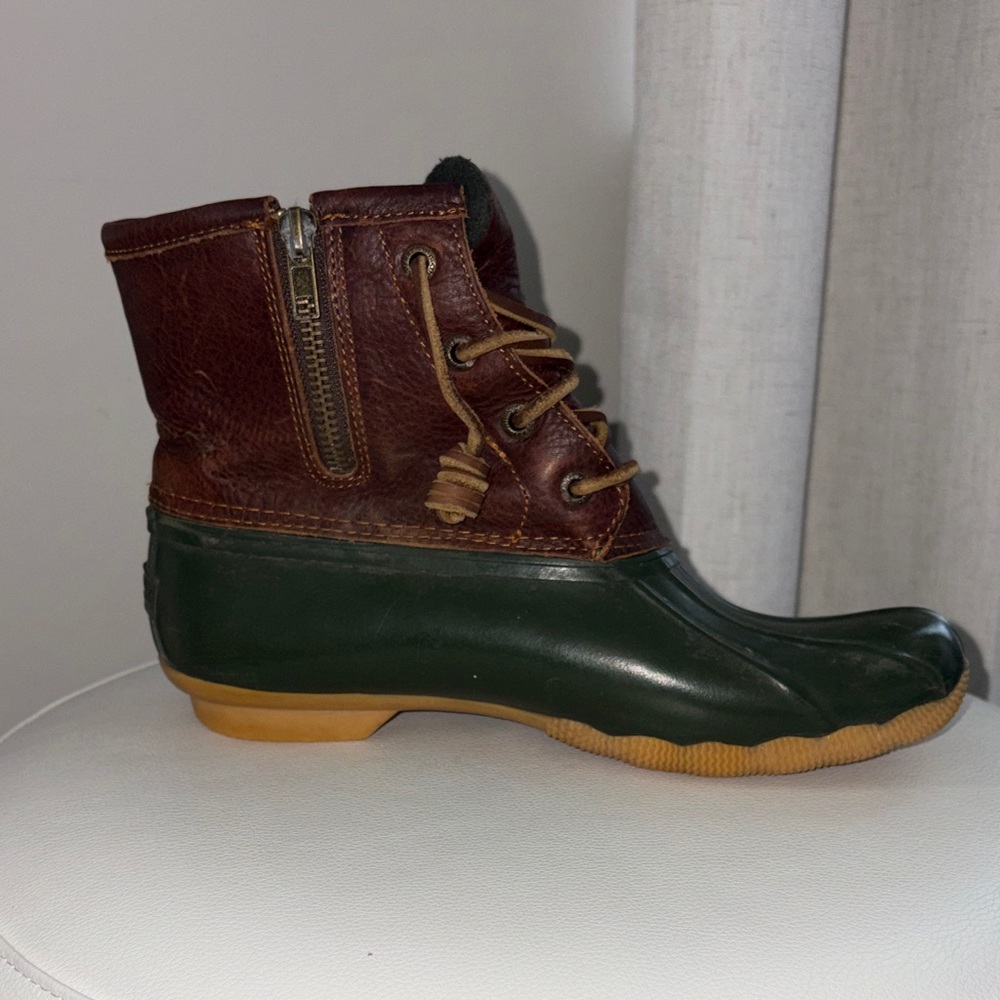 Sperry Women's Forest Green and Chestnut  Duck Boots - Picture 6 of 8